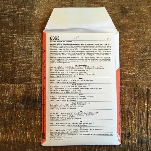 Simplicity Sewing Pattern 8157 11.5" Doll Dress Evening Wardrobe Barbie UNCUT - Picture 2 of 2